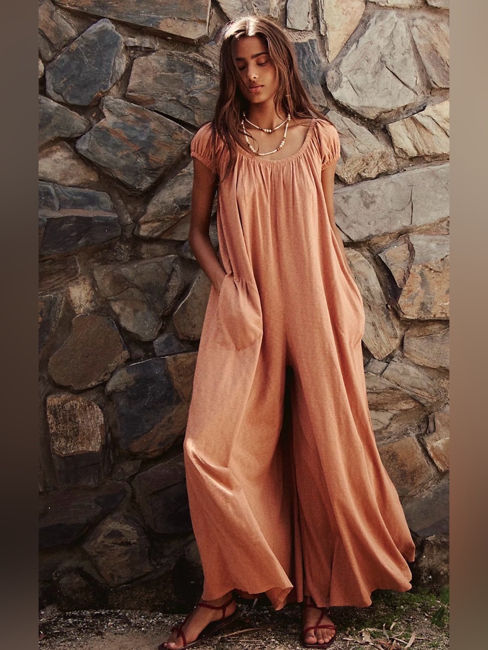 Free people Amory One-Piece Jumpsuit women’s size Small in summer sun tan